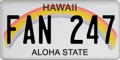 HI license plate FAN247