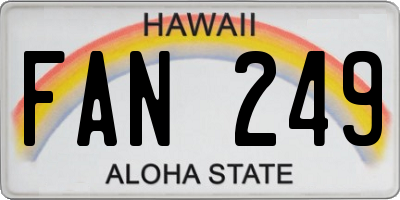 HI license plate FAN249