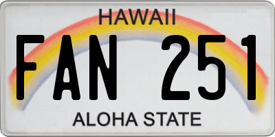 HI license plate FAN251