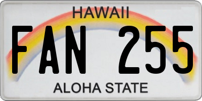 HI license plate FAN255
