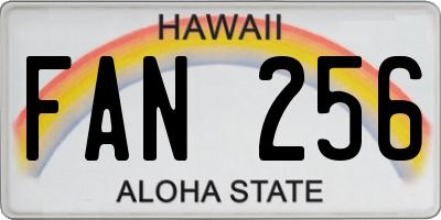 HI license plate FAN256