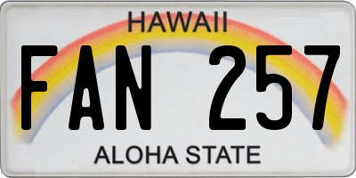 HI license plate FAN257