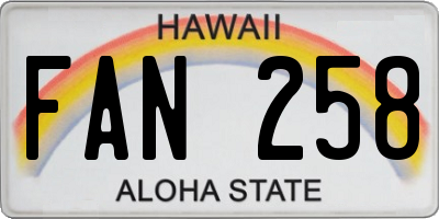 HI license plate FAN258