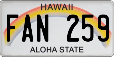 HI license plate FAN259