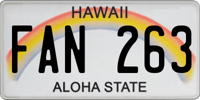 HI license plate FAN263