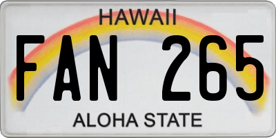 HI license plate FAN265