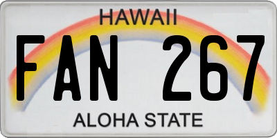 HI license plate FAN267