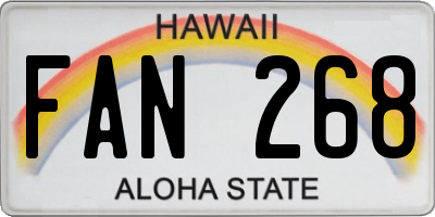 HI license plate FAN268