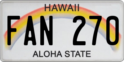 HI license plate FAN270