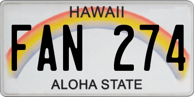 HI license plate FAN274