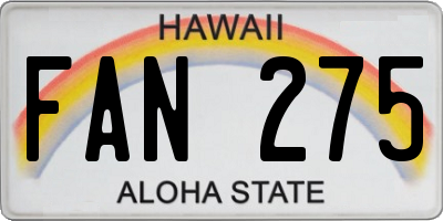 HI license plate FAN275
