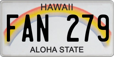 HI license plate FAN279
