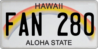 HI license plate FAN280