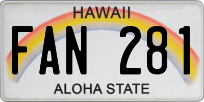 HI license plate FAN281