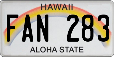 HI license plate FAN283