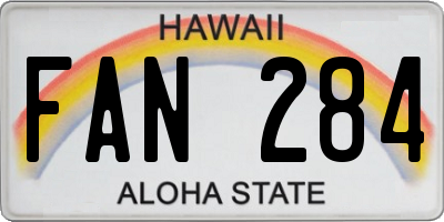 HI license plate FAN284