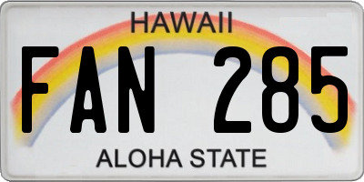 HI license plate FAN285