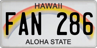 HI license plate FAN286