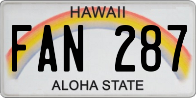 HI license plate FAN287