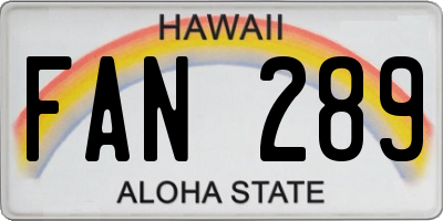 HI license plate FAN289
