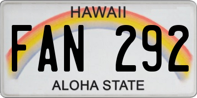 HI license plate FAN292
