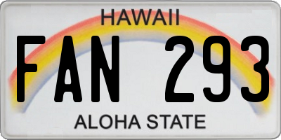 HI license plate FAN293