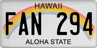 HI license plate FAN294