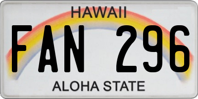 HI license plate FAN296