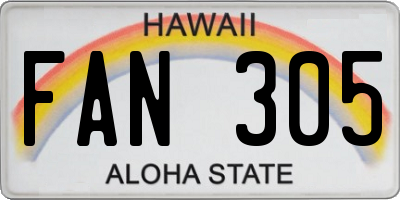 HI license plate FAN305