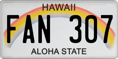 HI license plate FAN307