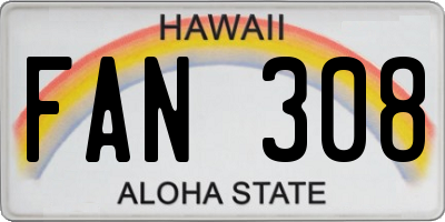 HI license plate FAN308