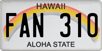 HI license plate FAN310
