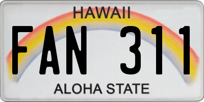 HI license plate FAN311