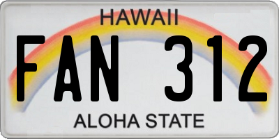 HI license plate FAN312