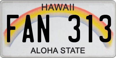 HI license plate FAN313