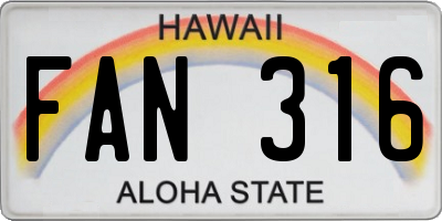 HI license plate FAN316