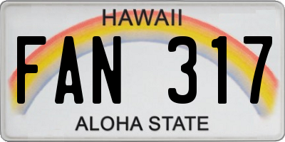 HI license plate FAN317