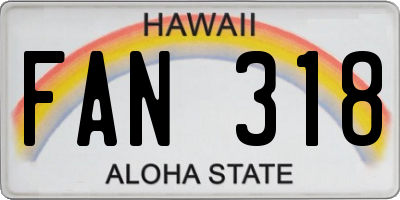 HI license plate FAN318