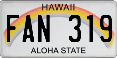 HI license plate FAN319