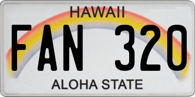 HI license plate FAN320