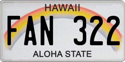HI license plate FAN322