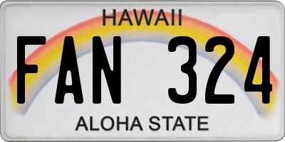 HI license plate FAN324