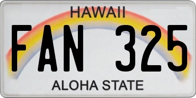 HI license plate FAN325
