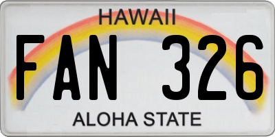 HI license plate FAN326