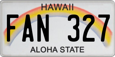 HI license plate FAN327
