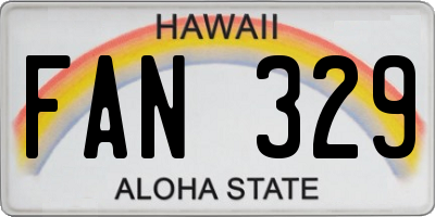 HI license plate FAN329