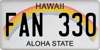 HI license plate FAN330