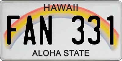 HI license plate FAN331