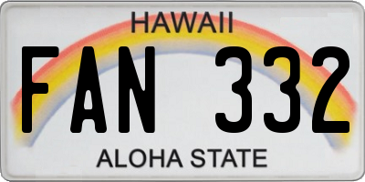HI license plate FAN332