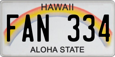 HI license plate FAN334